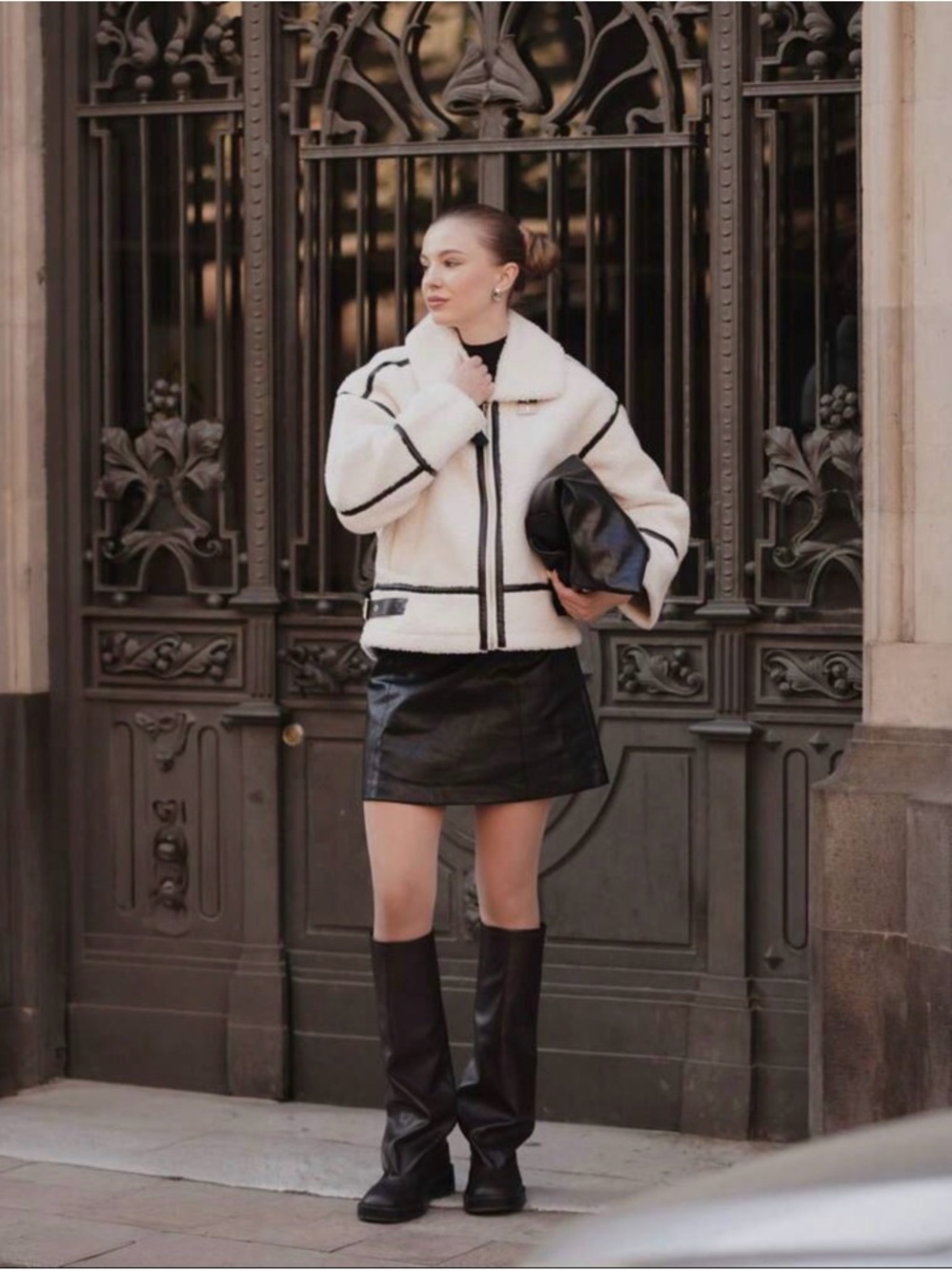 Anewsta Teddy Jacket with Black and cream